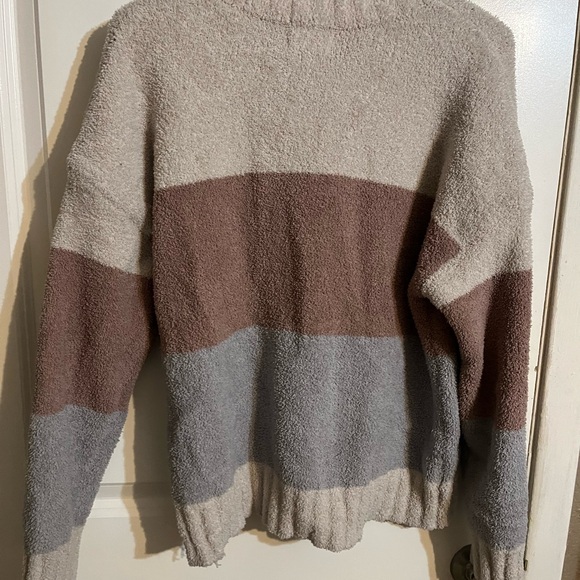 Cozy Colorblock Sweater - Cream, Brown, Gray - Picture 3 of 3